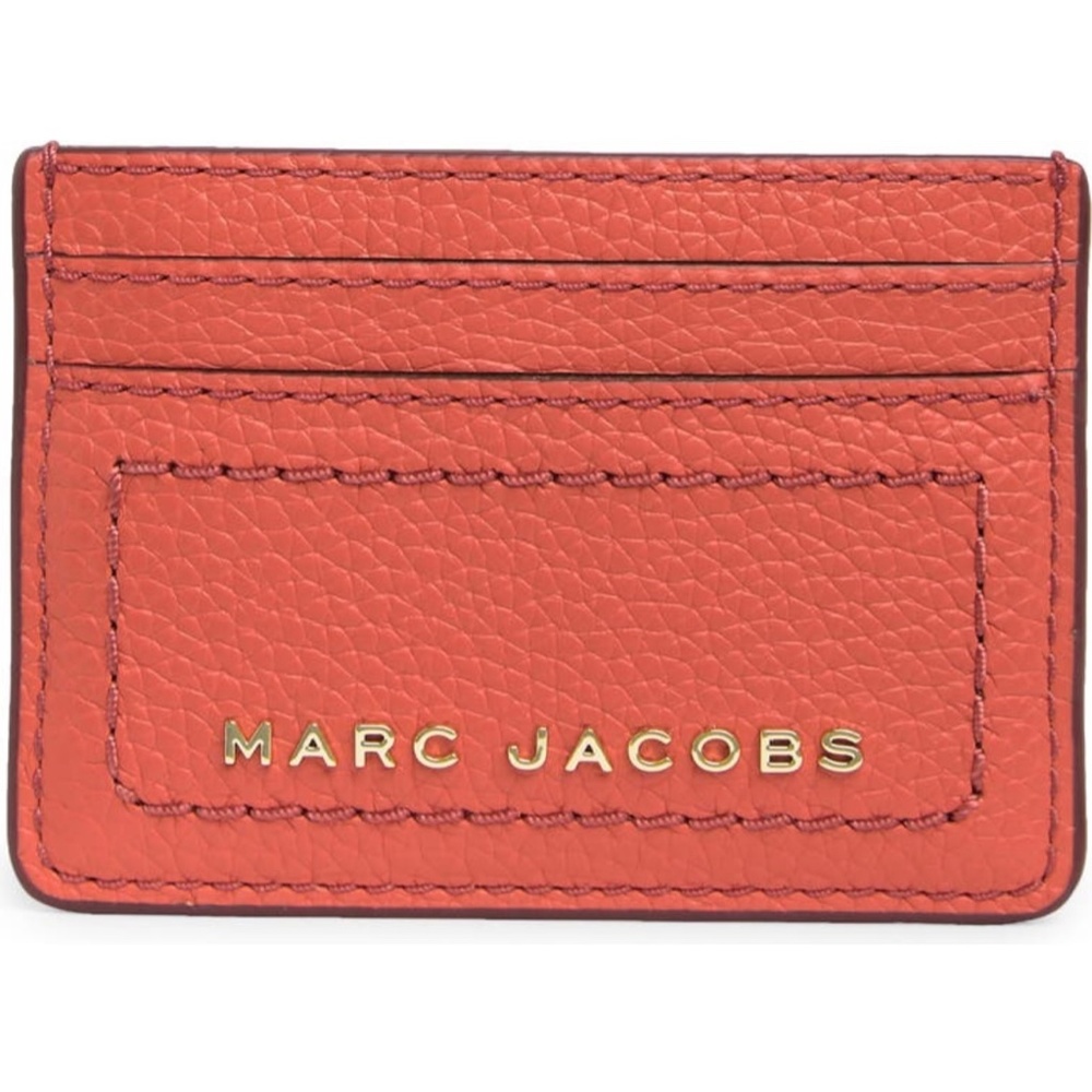 MARC JACOBS Burnt Sienna Pebbled Leather Card Holder